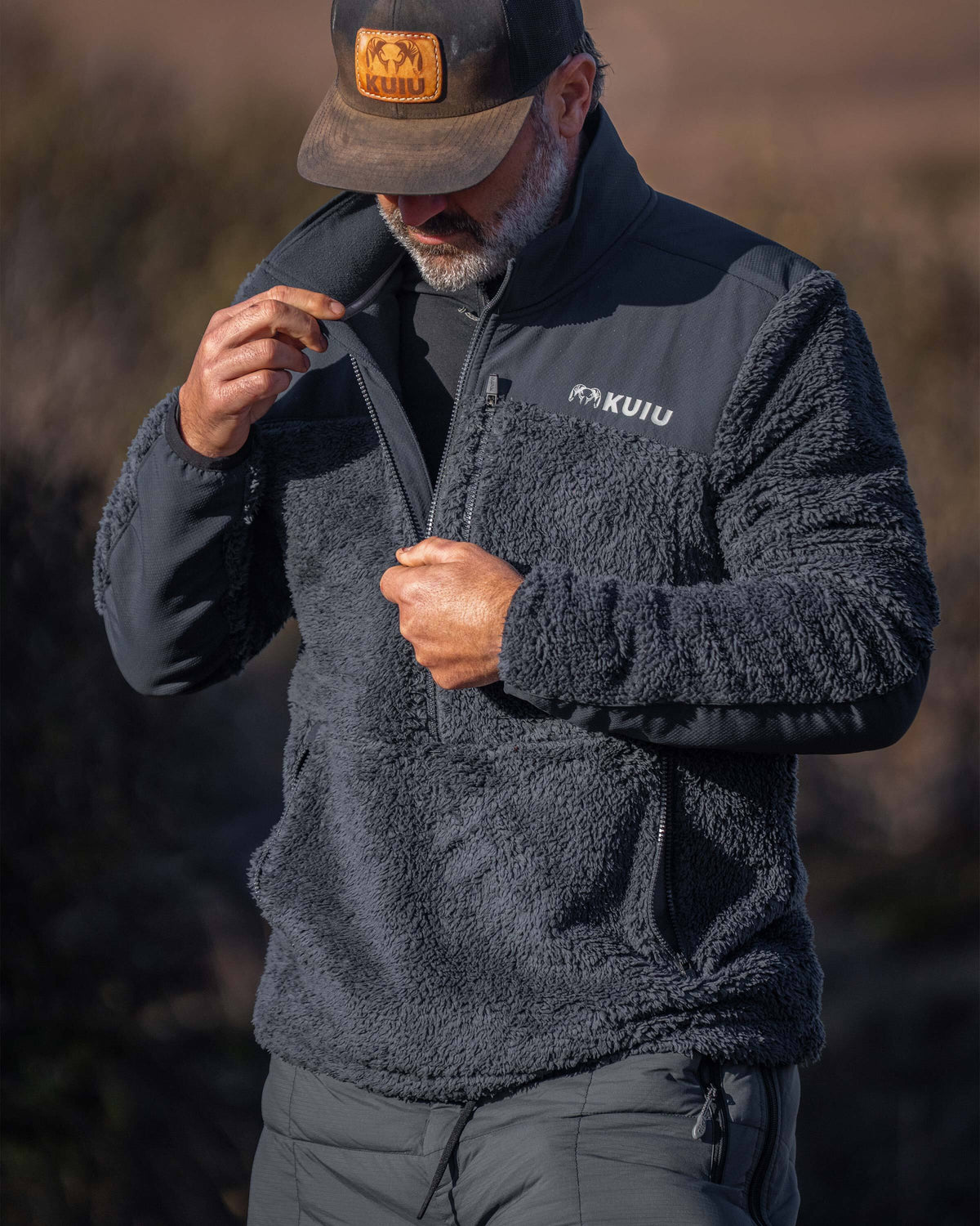 Sherpa Fleece Zip Pullover | Nightfall
