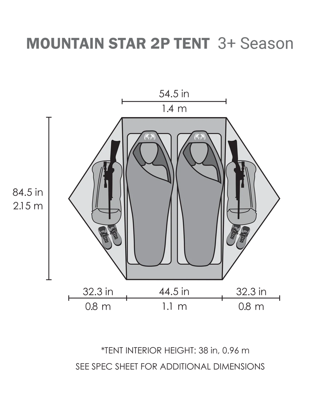 Mountain Star 2 Person Tent | Gunmetal-Orange
